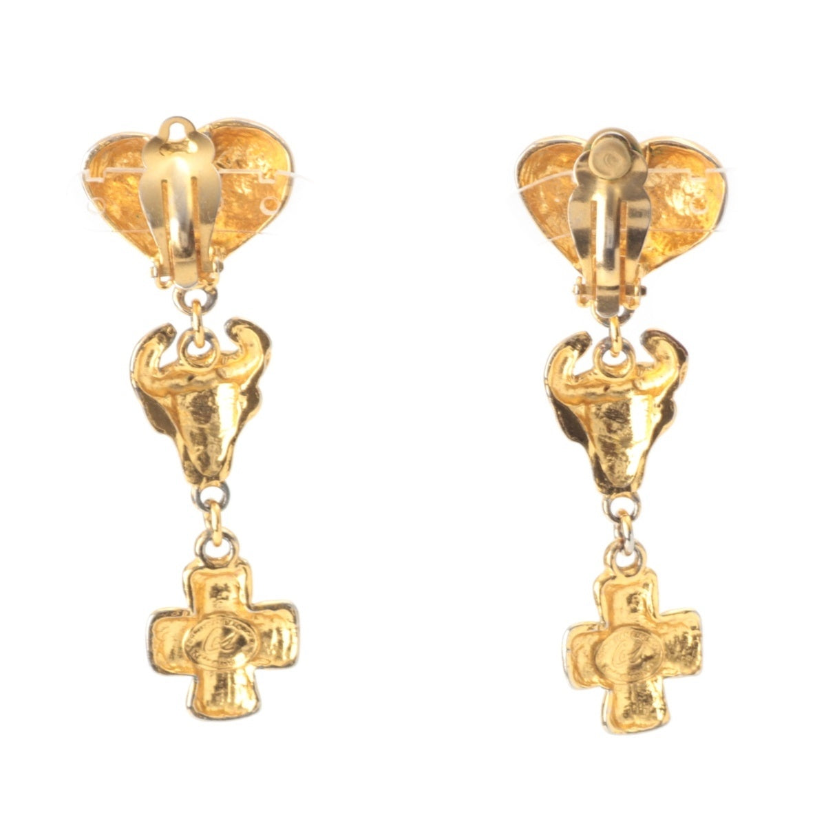 Christian Lacroix Heart Buffalo Motif Earring gold