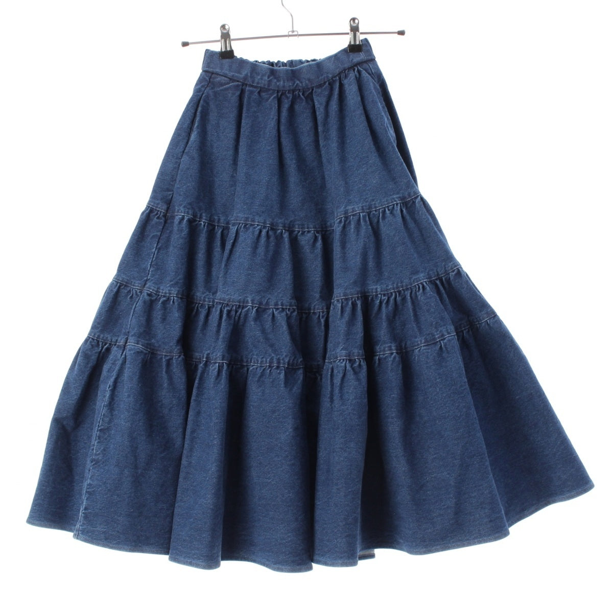 SEVEN TEN by miho kawahito cotton Denim tiered skirt 7S308 blue XS