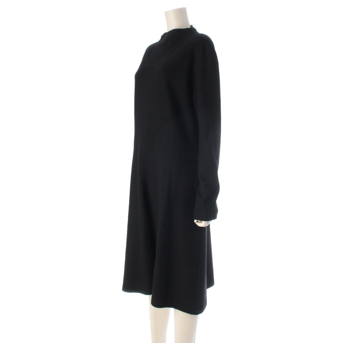 JIL SANDER wool Mock neck, flat, asymmetrical dress one piece black