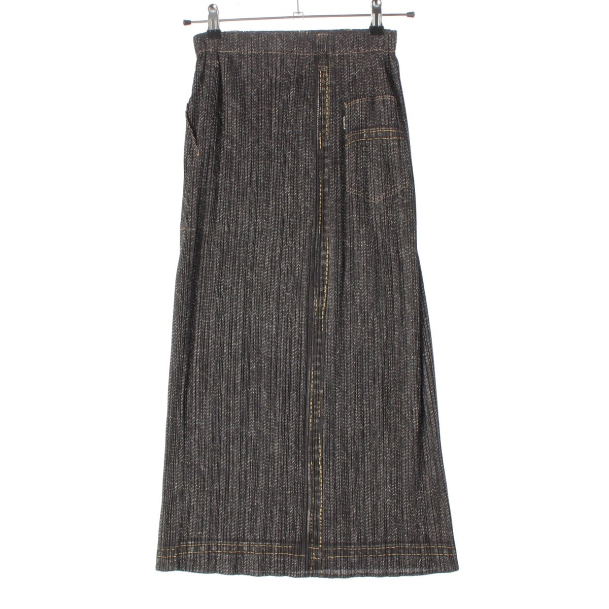 PLEATS PLEASE polyester denim transfer skirt PP97-JG051 gray 1