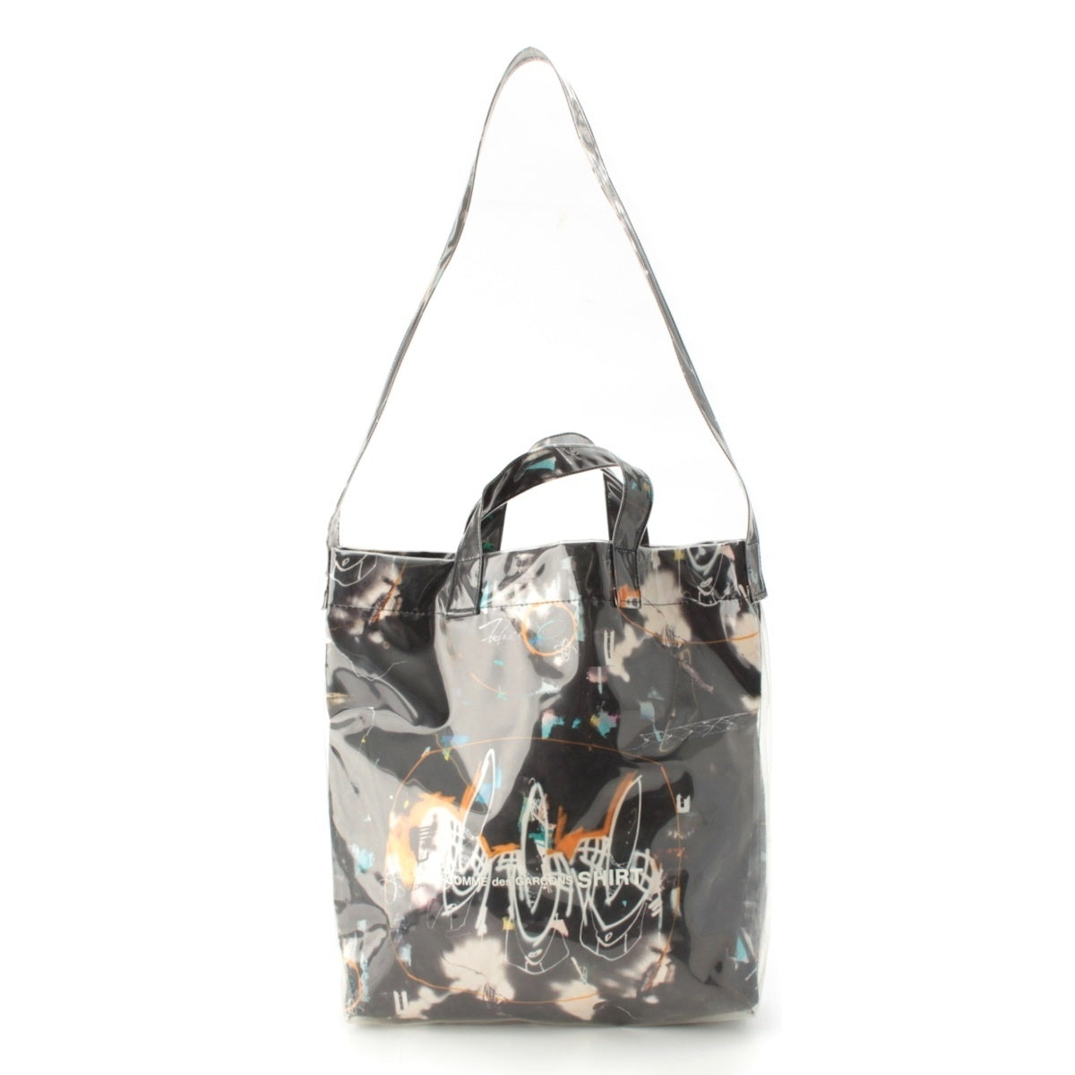 COMME des GARCONS SHIRT FUTURA cotton PVC 2WAY Shoulder Tote Bag W28611 Black clear