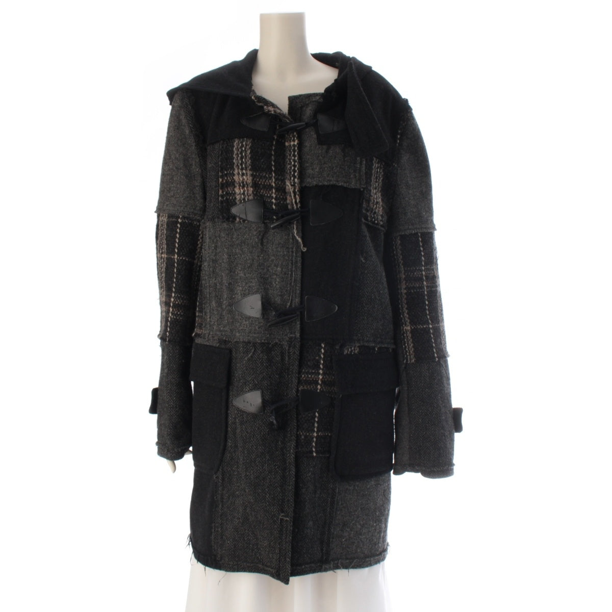 COMME des GARCONS SHIRT wool cashmere Patchwork Hooded Duffel coat W10119 gray M