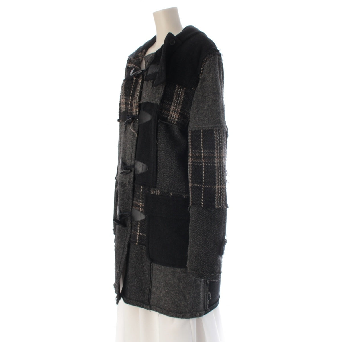 COMME des GARCONS SHIRT wool cashmere Patchwork Hooded Duffel coat W10119 gray M