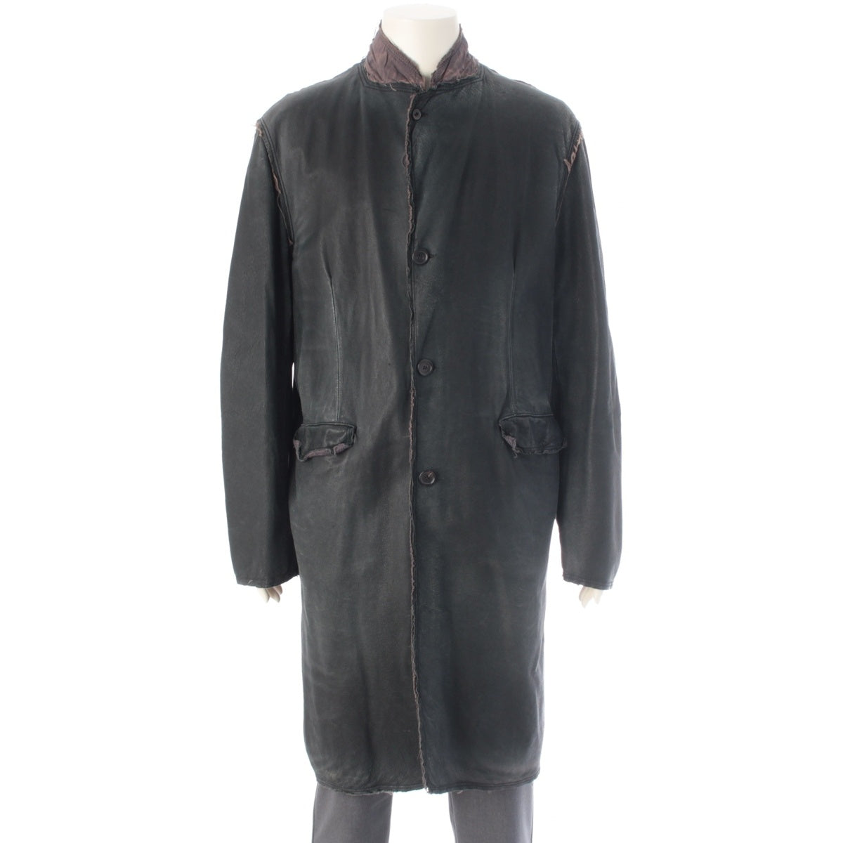 COMME des GARCONS SHIRT Pigskin Aged finish design long coat W12159 Black Grey L