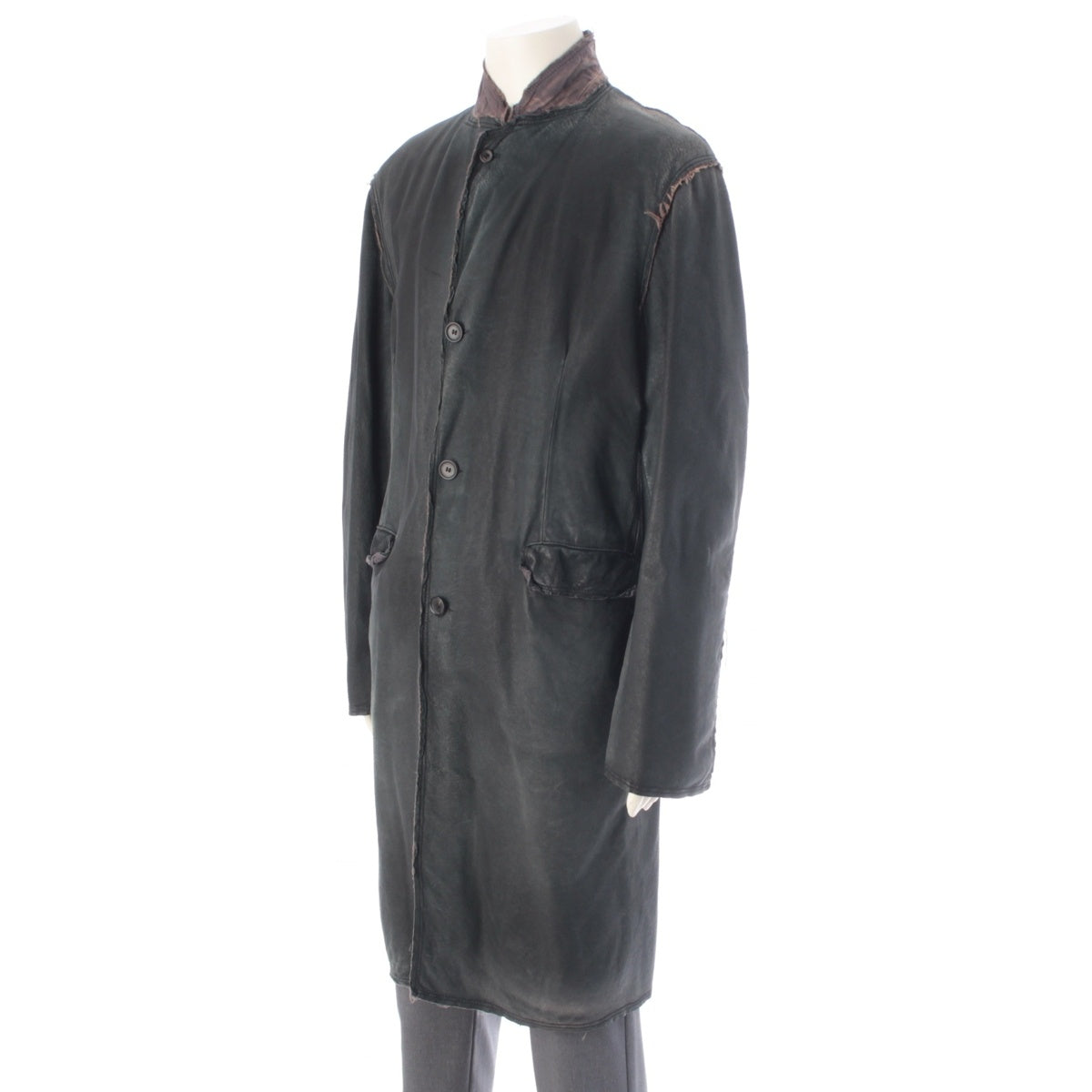 COMME des GARCONS SHIRT Pigskin Aged finish design long coat W12159 Black Grey L