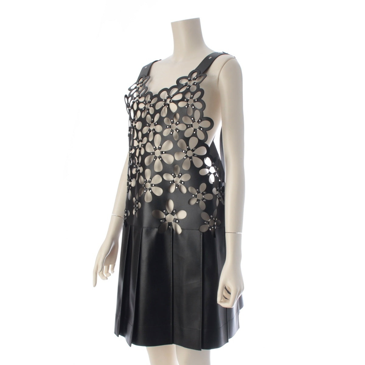 Noir Keini Nomiya Flower Leather OP leather Flower Sleeveless one piece dress 3P-A001-051 black XS