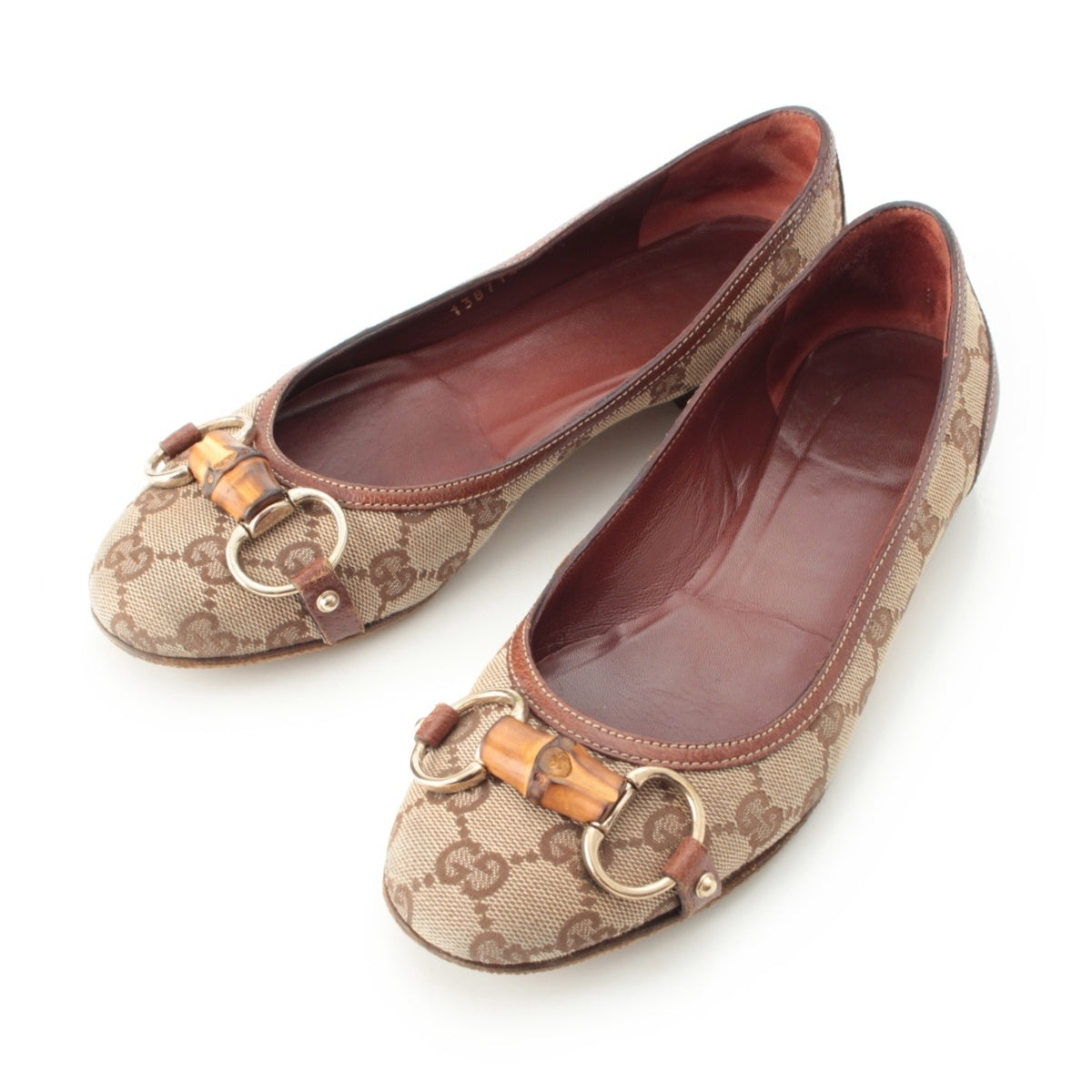 GUCCI GG canvas Horsebit Bamboo pumps shoes 138714 Brown 35