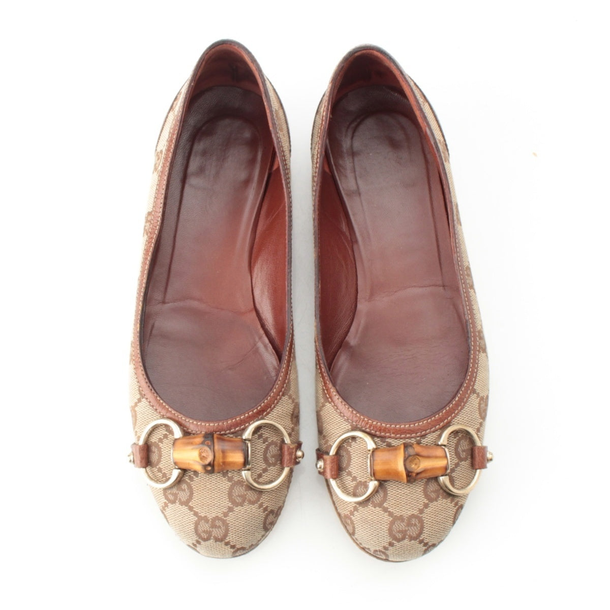 GUCCI GG canvas Horsebit Bamboo pumps shoes 138714 Brown 35