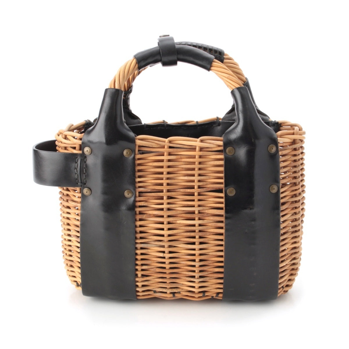 ebagos Red rattan leather Straw Bag Mini Oil Handbag black