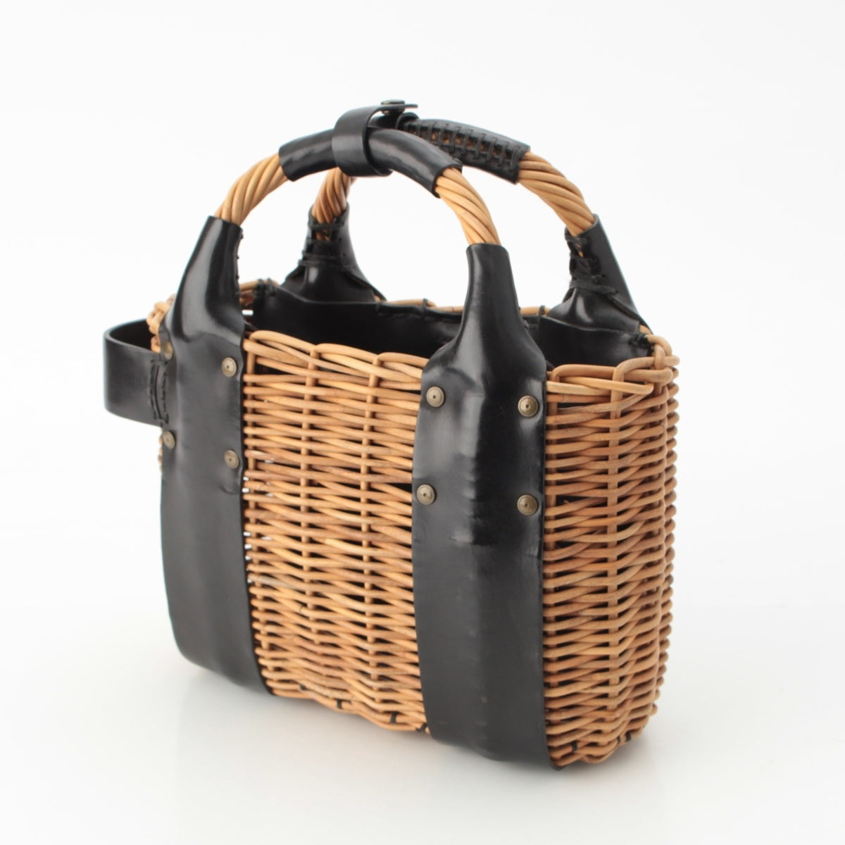 ebagos Red rattan leather Straw Bag Mini Oil Handbag black