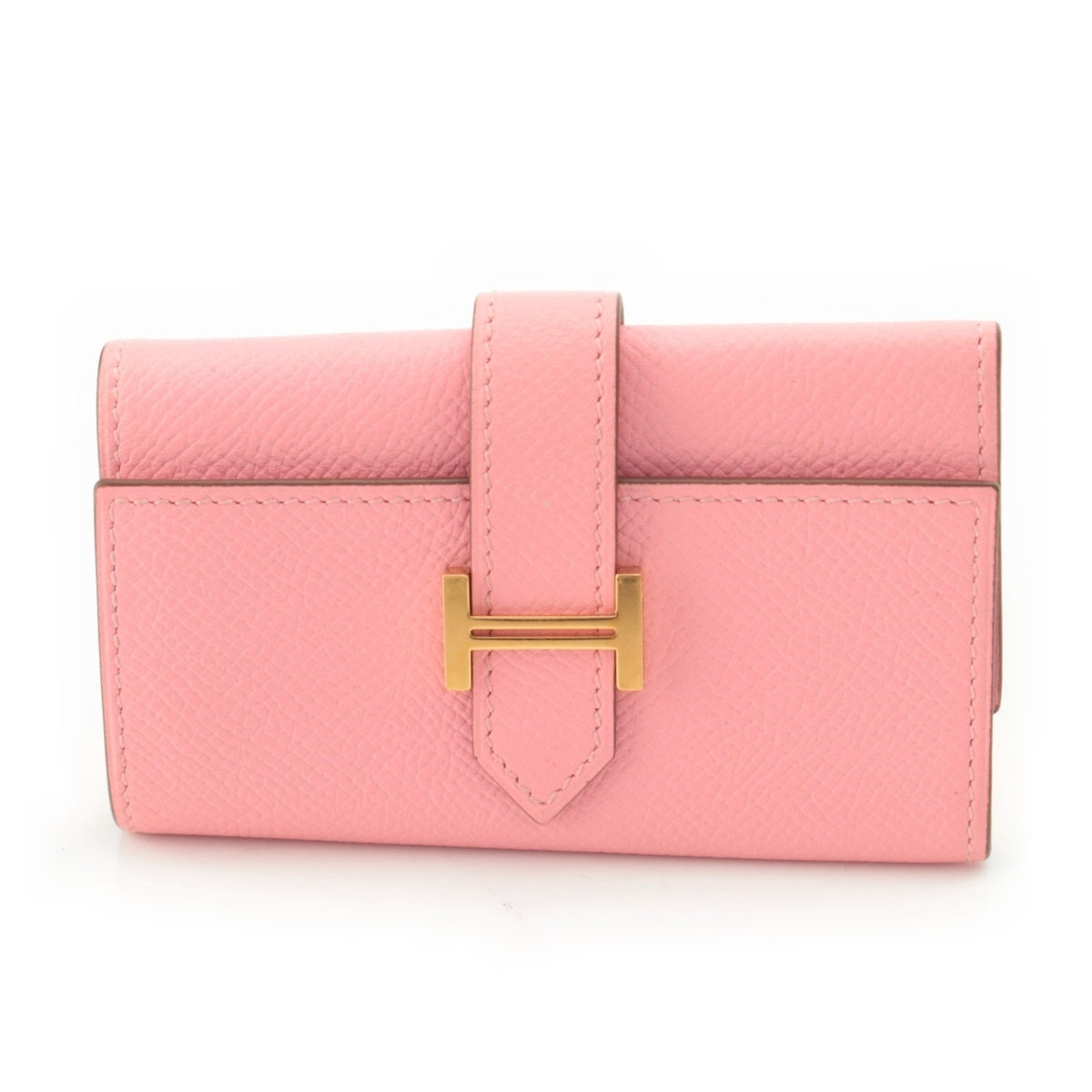 HERMES Bean Epsom leather 4-Key Holder Gold Metal Key holder Rose Confetti
