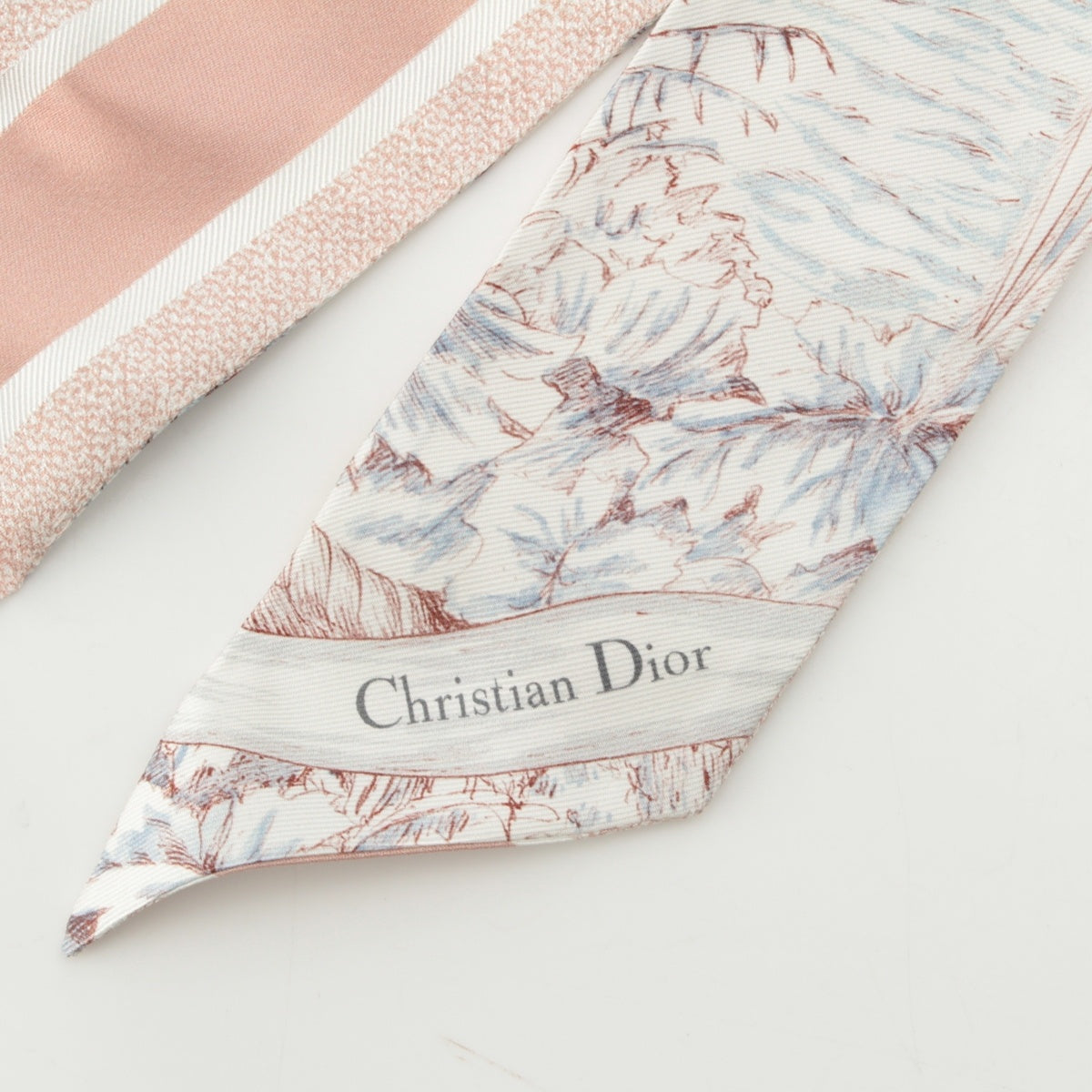Christian Dior Mitzah REVE D'INFINI silk logo scarf Floral 31REV1061616 White x pink