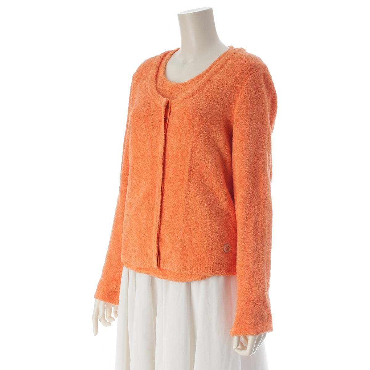 CHANEL Terry cloth cardigan tank top ensemble Tops set P15373 P15371 Orange 46