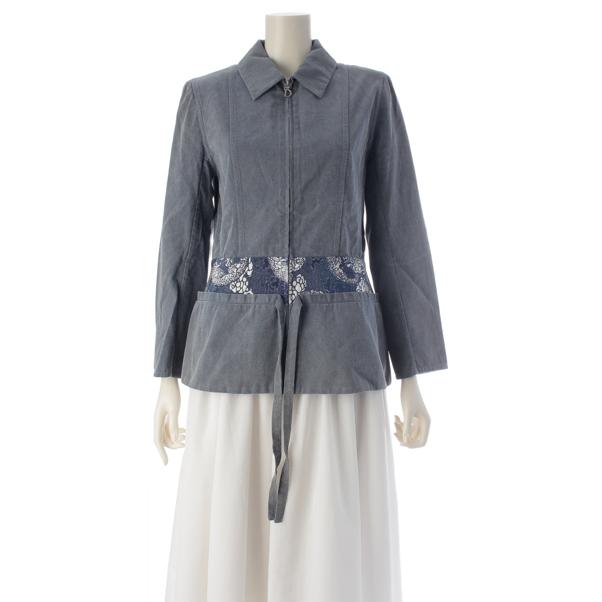 Christian Dior cotton Logo Flower Zip tailored jacket tops 1A12021261 blue 40