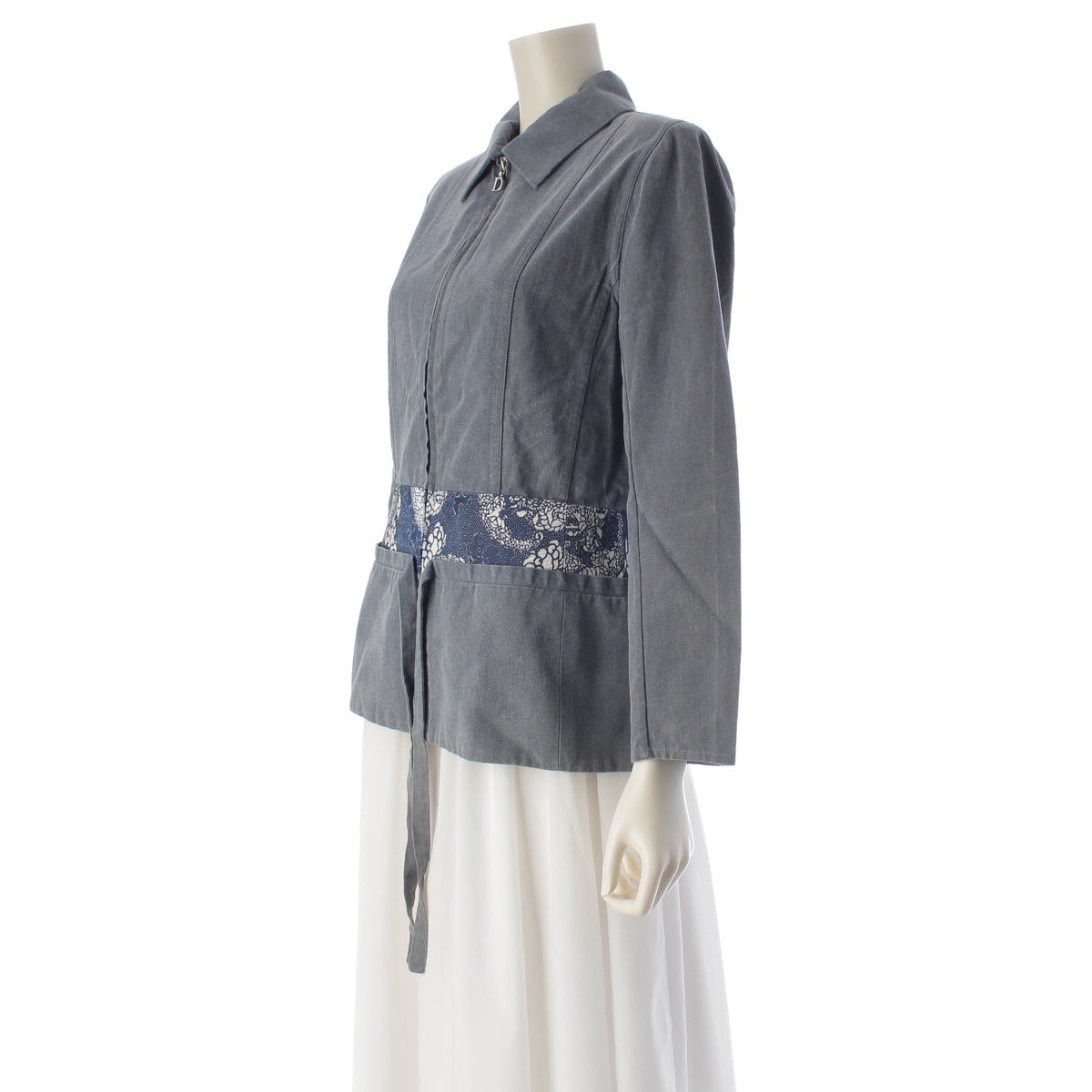 Christian Dior cotton Logo Flower Zip tailored jacket tops 1A12021261 blue 40