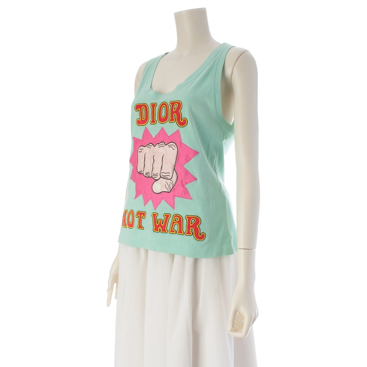 Christian Dior DIOR NOT WAR logo Tank top tops 5E16155080 Light green 42