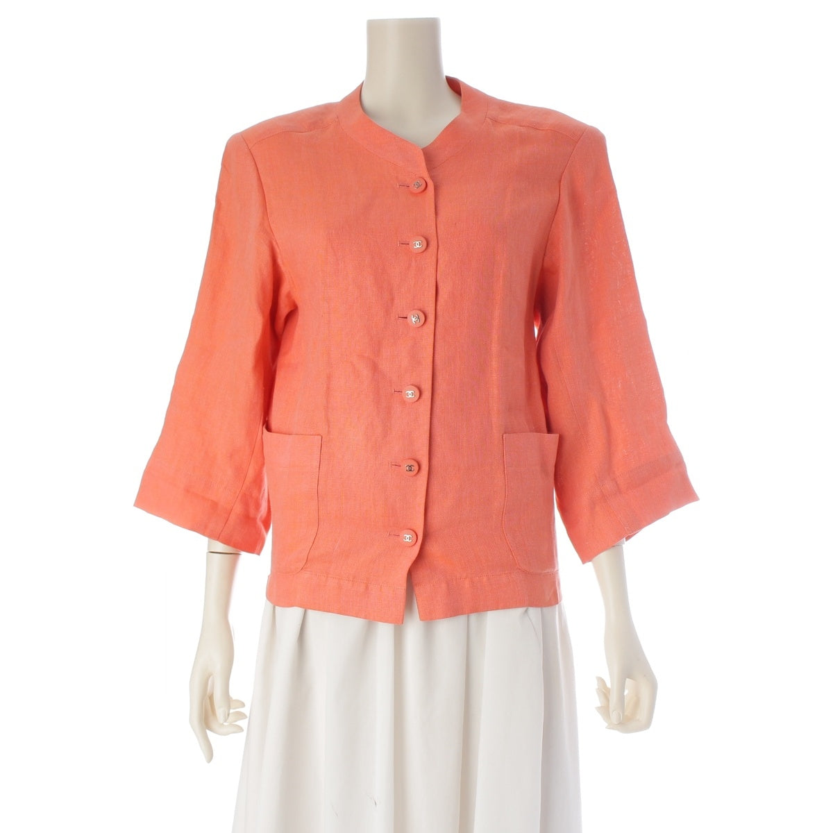 CHANEL linen COCO Mark COCO Button No color jacket P07001 pink