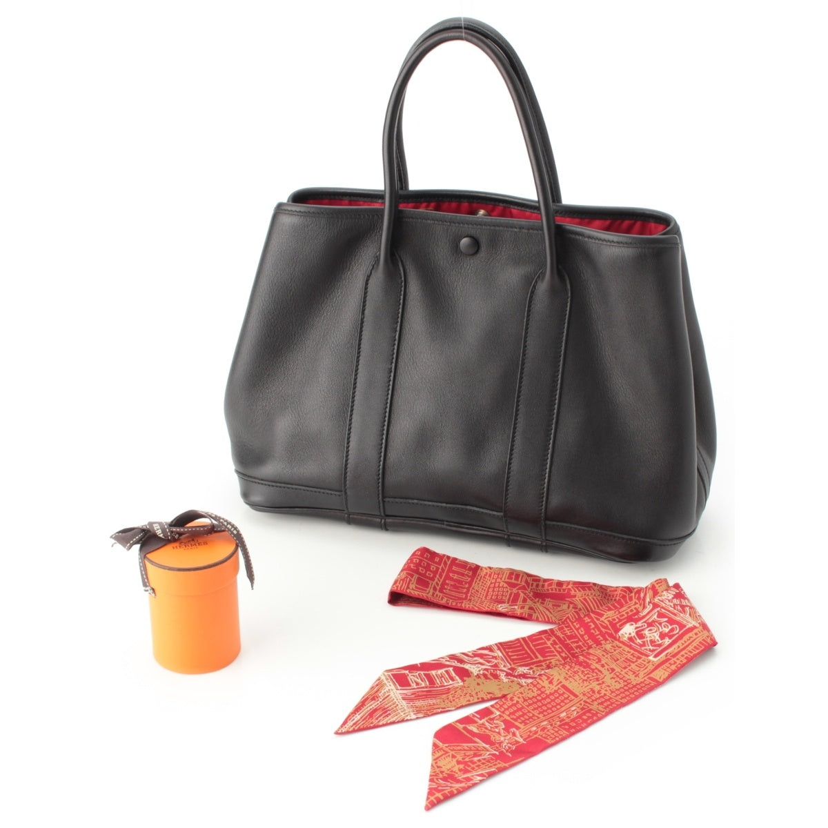 HERMES Swift Garden Twilly Garden Party TPM □J stamp Tote Bag Ginza limited black