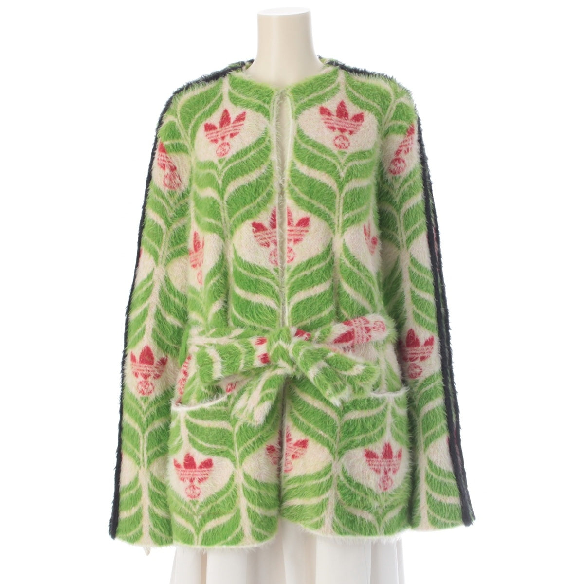 GUCCI Adidas GG Trefoil cardigan Short coat with belt 717694 green S