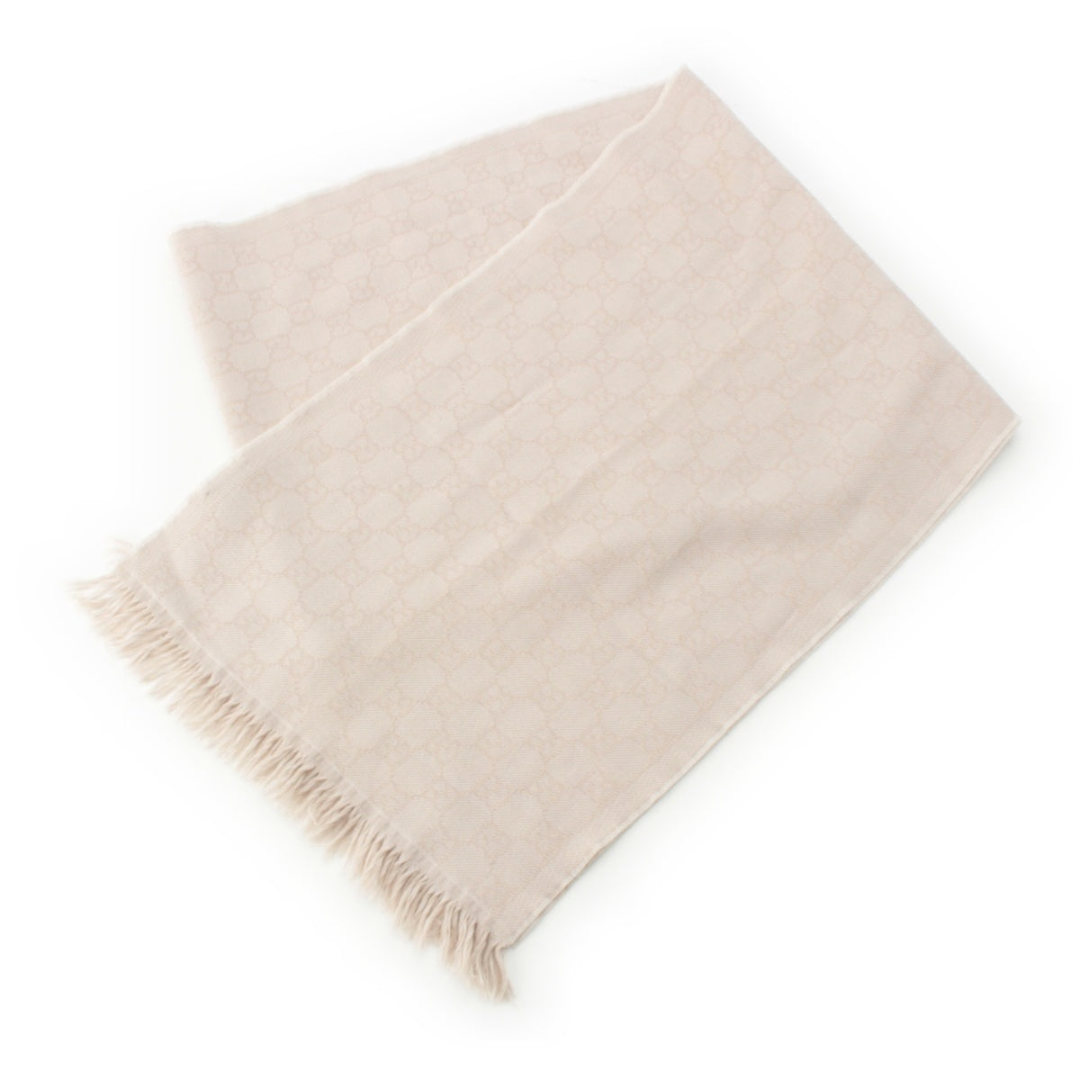 GUCCI wool GG Scarf Large fringed stole beige