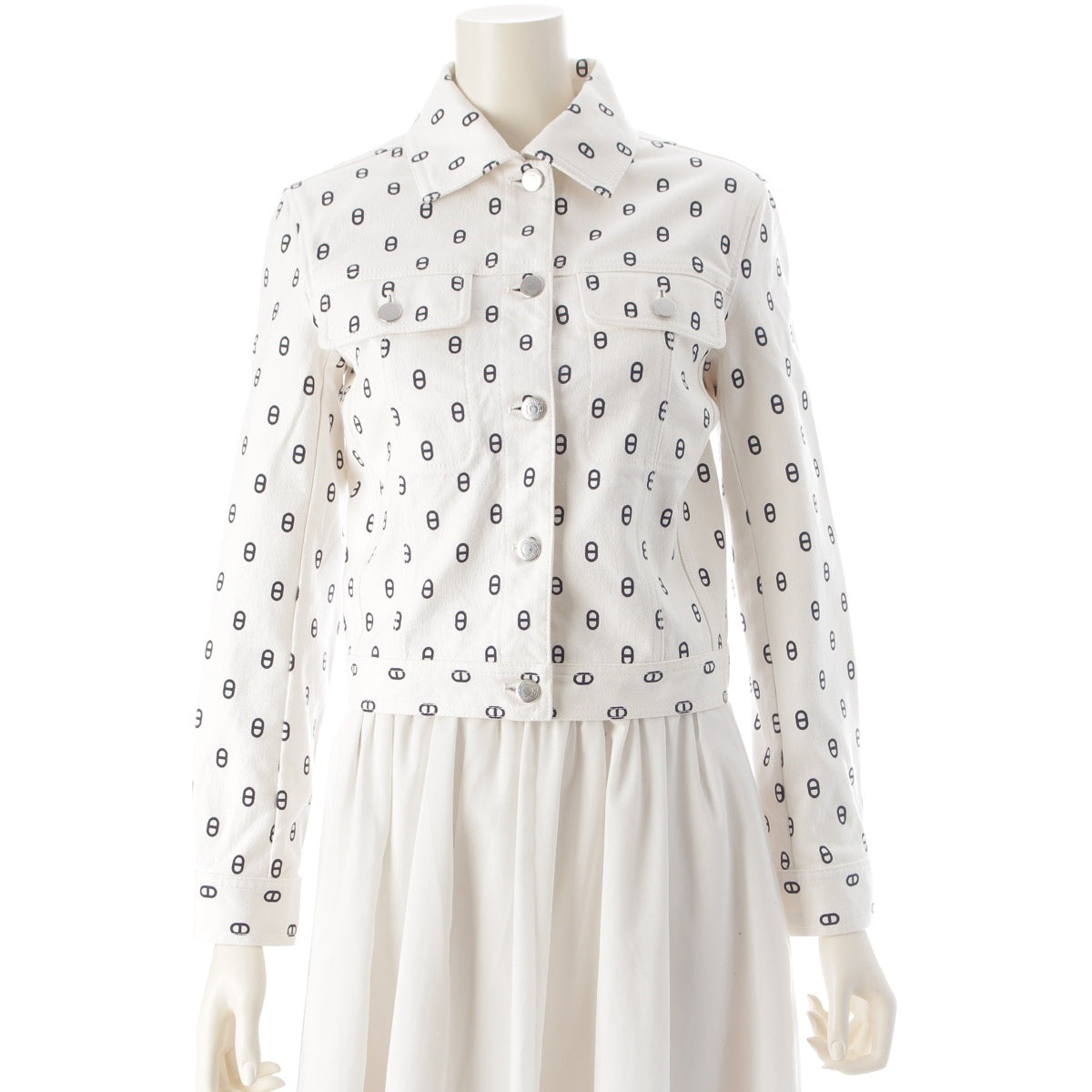 HERMES cotton ChÃ©ne Dunkel Denim Jacket white 34