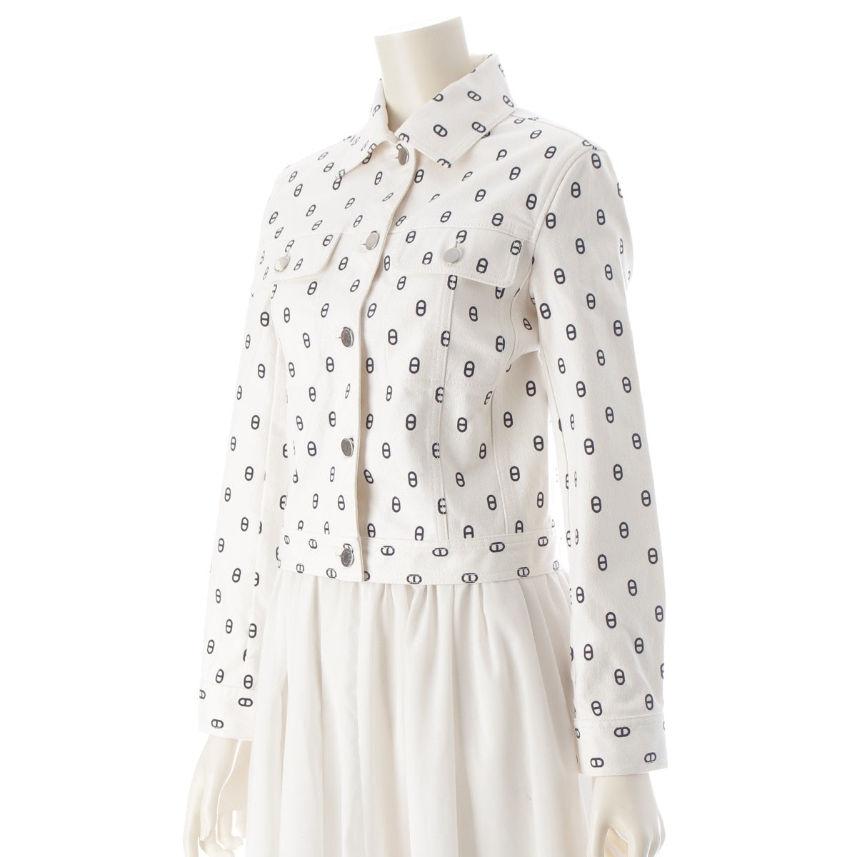HERMES cotton ChÃ©ne Dunkel Denim Jacket white 34