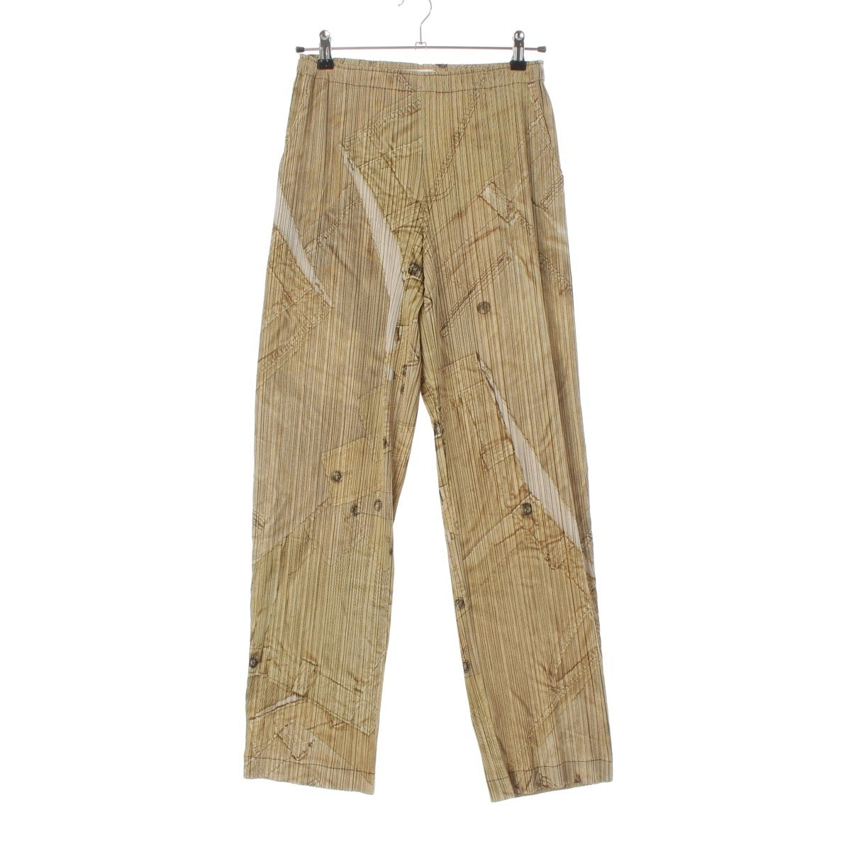 ISSEY MIYAKE Pleated Please Pleated Transfer Wide Tapered Pants PP21-JF763 beige 4