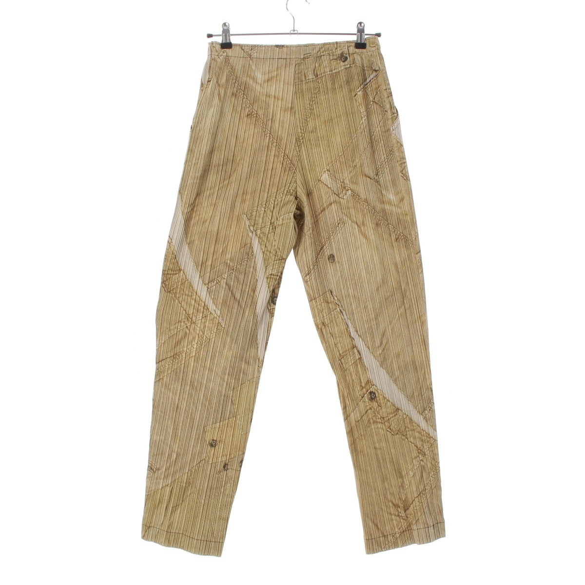 ISSEY MIYAKE Pleated Please Pleated Transfer Wide Tapered Pants PP21-JF763 beige 4