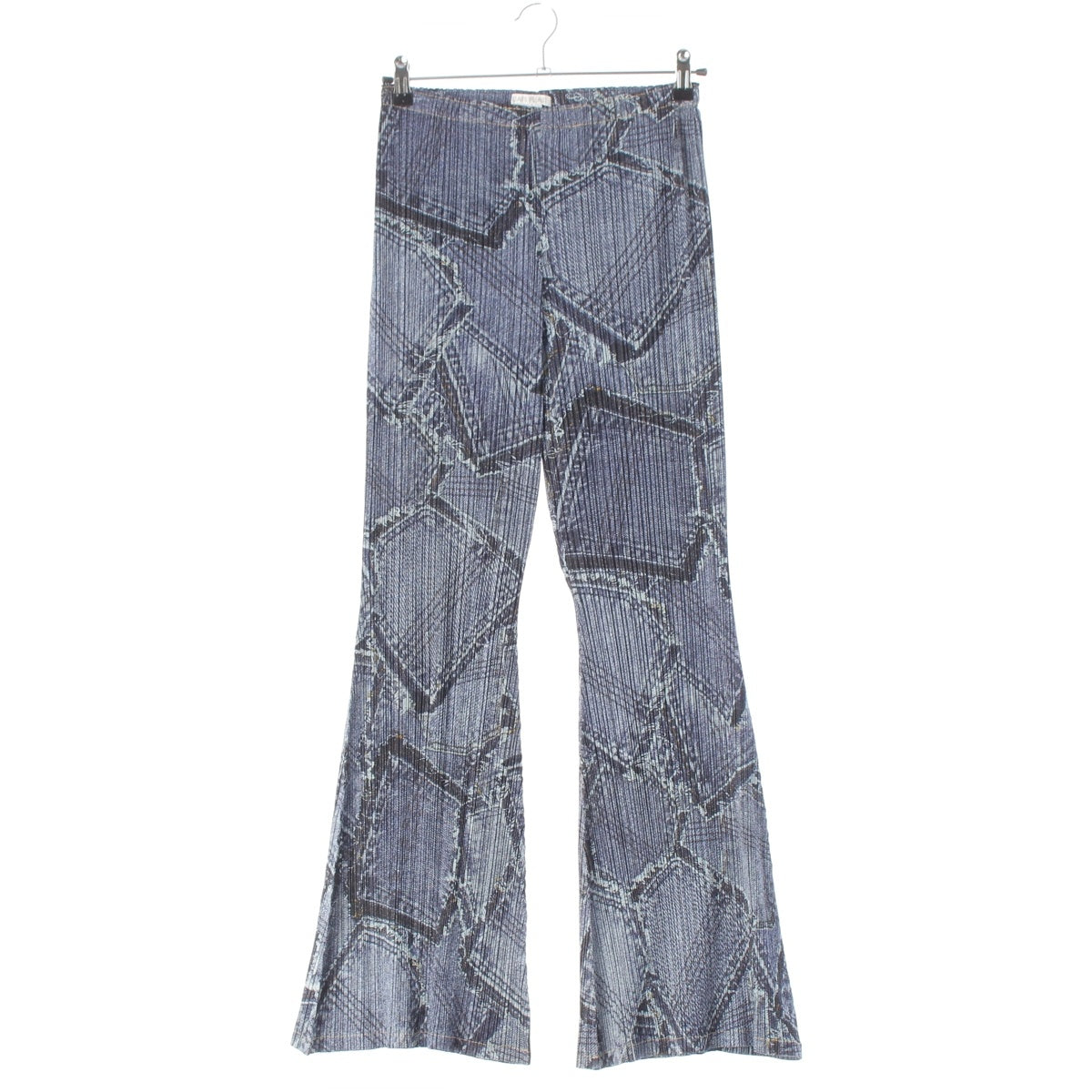 PLEATS PLEASE ISSEY Pleated denim transfer print semi-flare jeans Pants Indigo