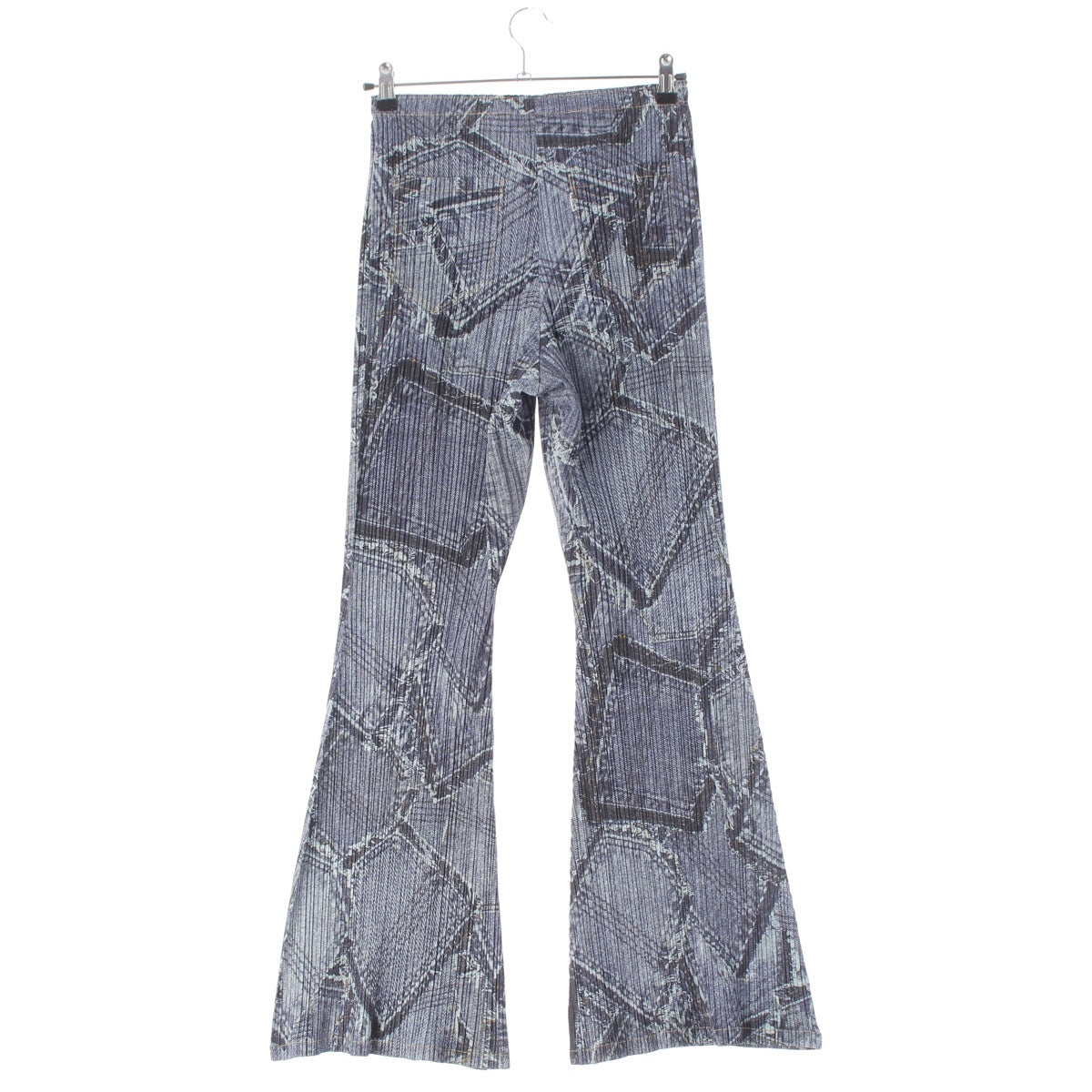 PLEATS PLEASE ISSEY Pleated denim transfer print semi-flare jeans Pants Indigo