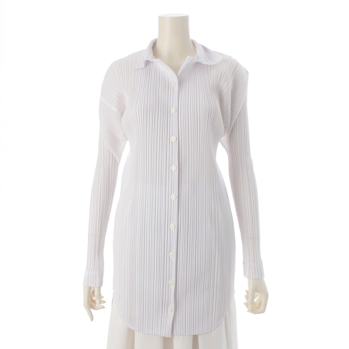 PLEATS PLEASE ISSEY Pleated open-collar long-sleeve shirt blouse PP63-JJ133 white 3