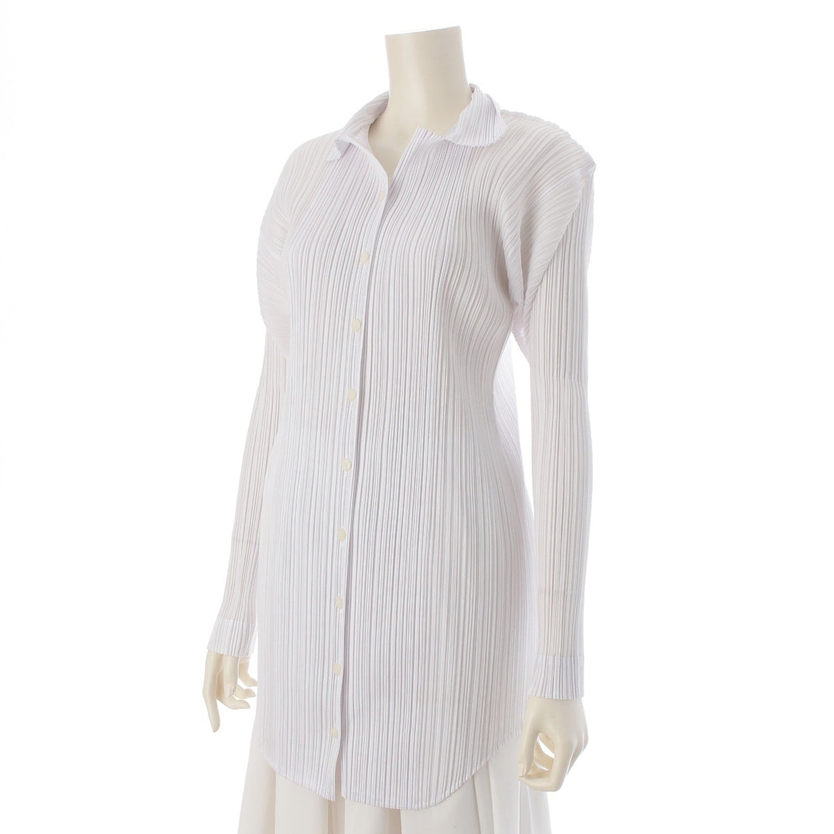 PLEATS PLEASE ISSEY Pleated open-collar long-sleeve shirt blouse PP63-JJ133 white 3