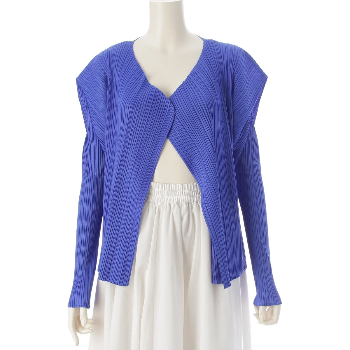 PLEATS PLEASE ISSEY Pleated collarless jacket cardigan PP61-JD323 blue 4