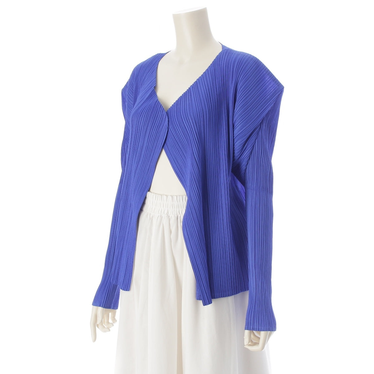 PLEATS PLEASE ISSEY Pleated collarless jacket cardigan PP61-JD323 blue 4