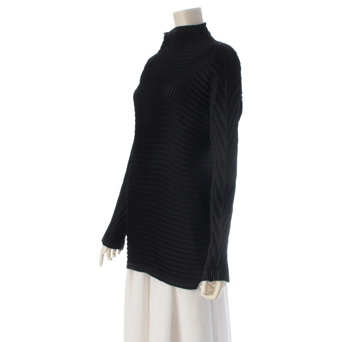 ISSEY MIYAKE Modified ridged bottleneck tops Long sleeve IM43FJ143 black 2