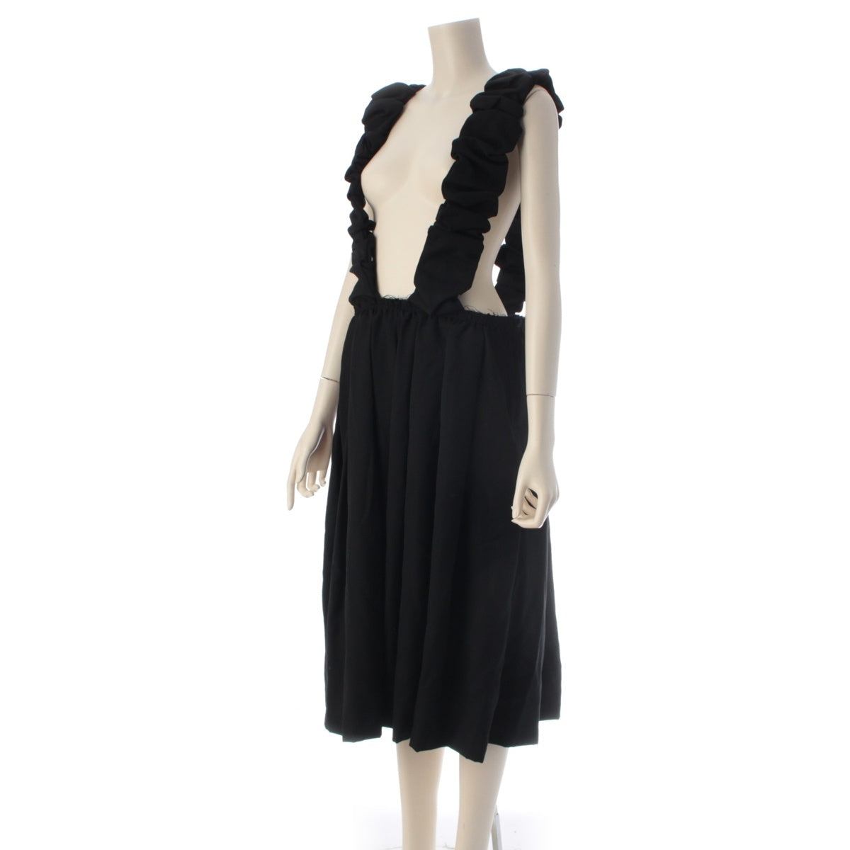 COMME des GARCONS COMME des GARCONS wool CommeCom Gathered Design Asymmetrical Jumper skirt RL-A008 black XS