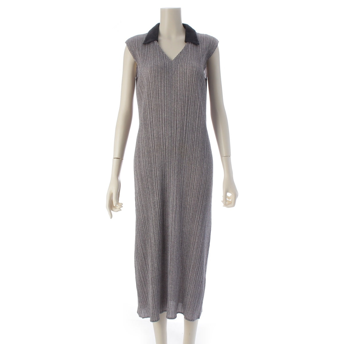 PLEATS PLEASE Sleeveless polo shirt one piece dress PP43-JH638 gray 3