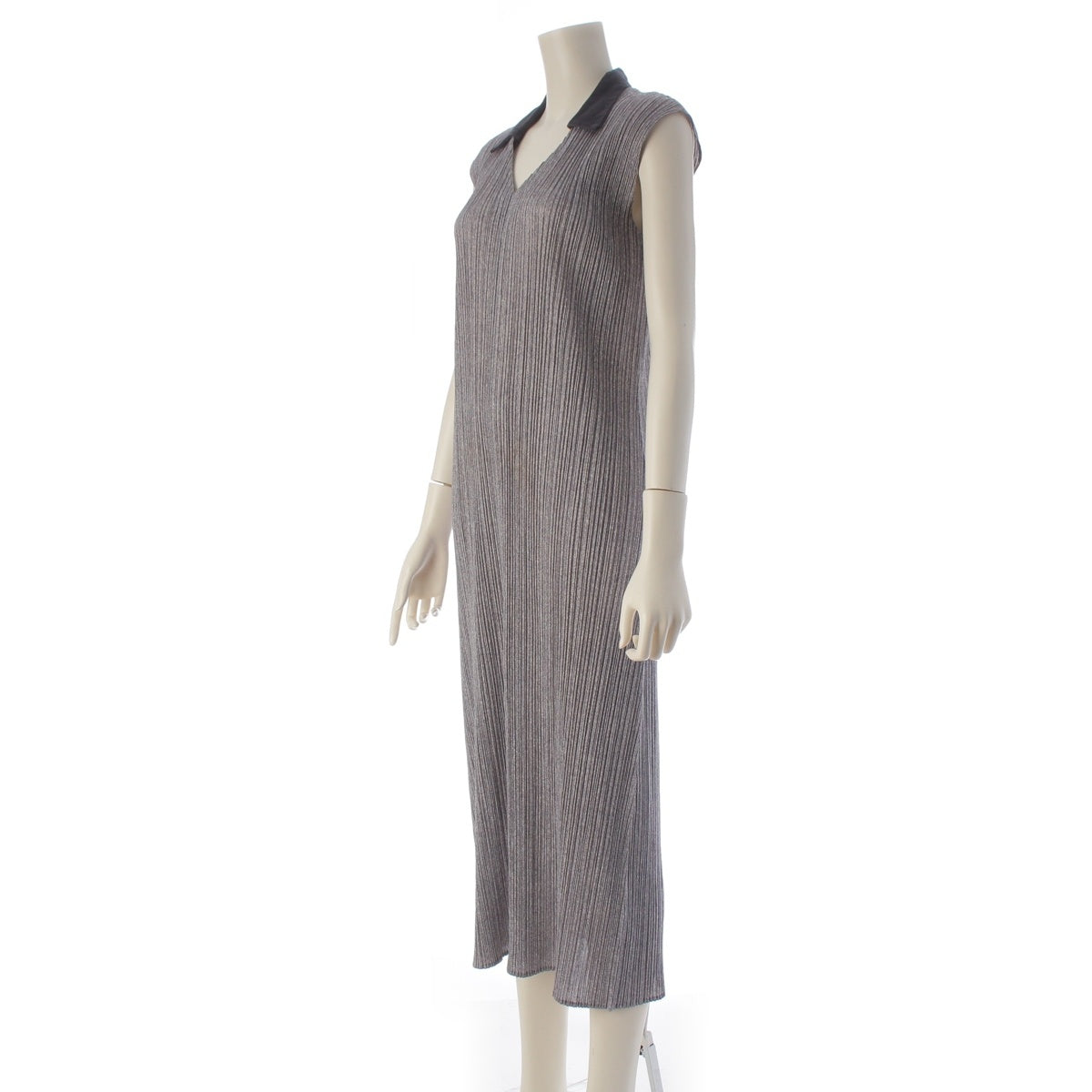 PLEATS PLEASE Sleeveless polo shirt one piece dress PP43-JH638 gray 3