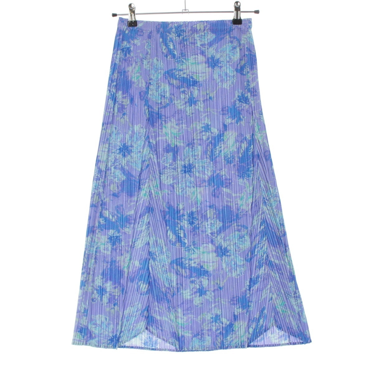 ISSEY MIYAKE Pleated Please Hibiscus Flower Print Long Dress skirt Bottoms PP51-JG584 purple 3