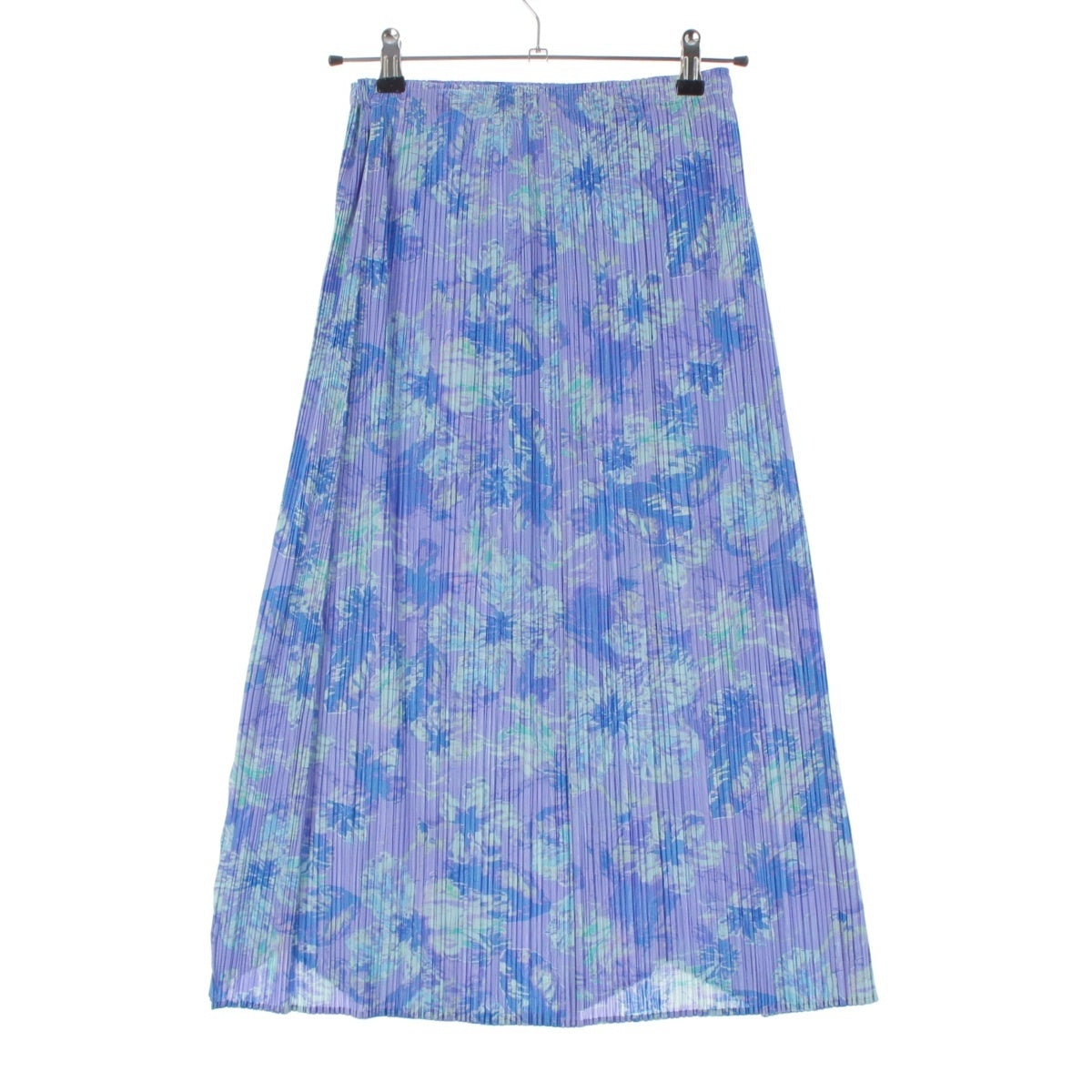 ISSEY MIYAKE Pleated Please Hibiscus Flower Print Long Dress skirt Bottoms PP51-JG584 purple 3