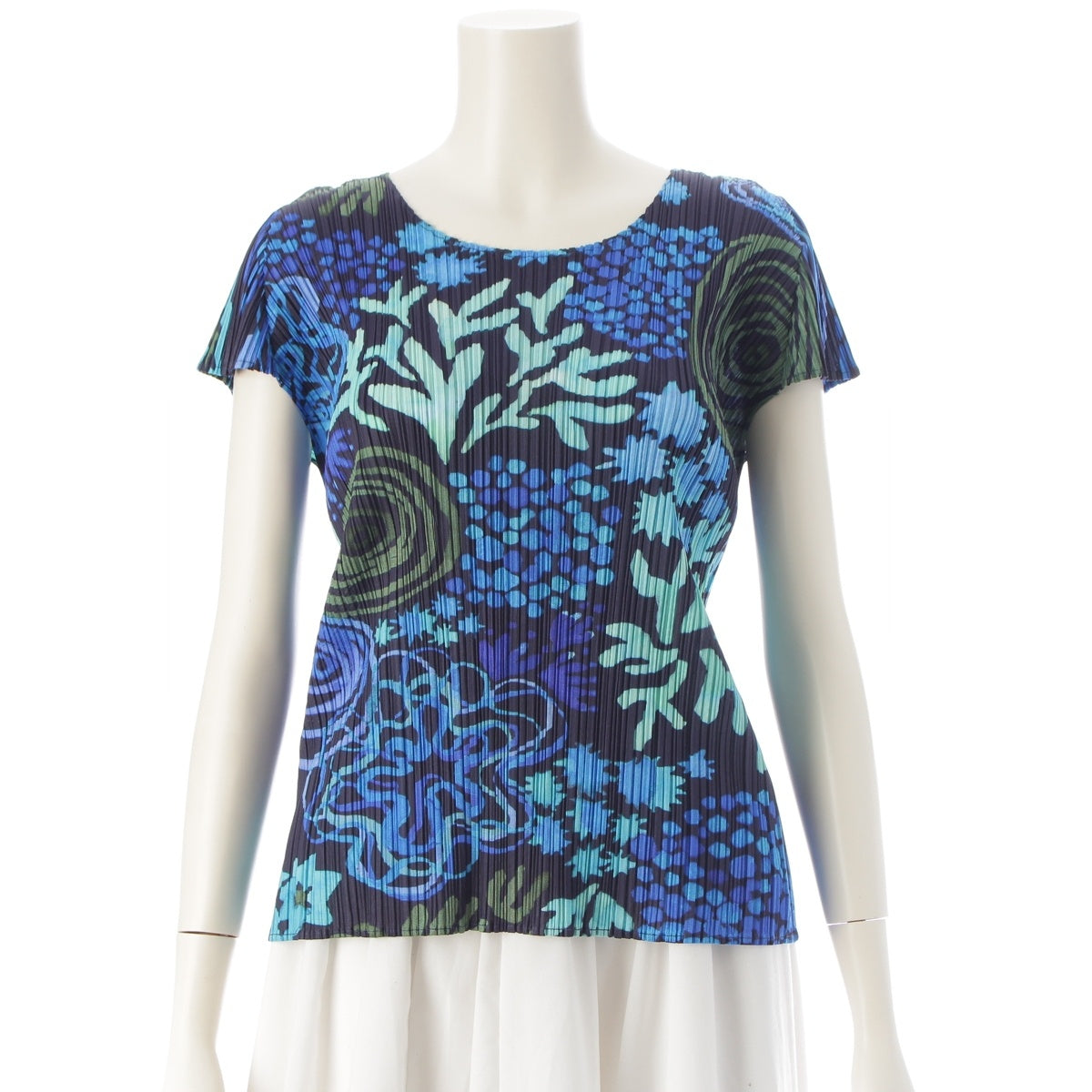 PLEATS PLEASE ISSEY Botanical Pattern French Sleeve Cut tops PP23-JK522 Blue 3