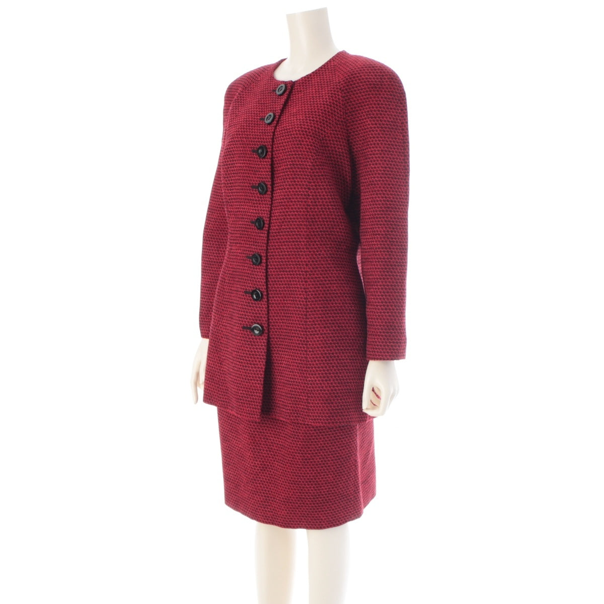 Christian Dior wool Vintage Jackets Skirt setup Red 13