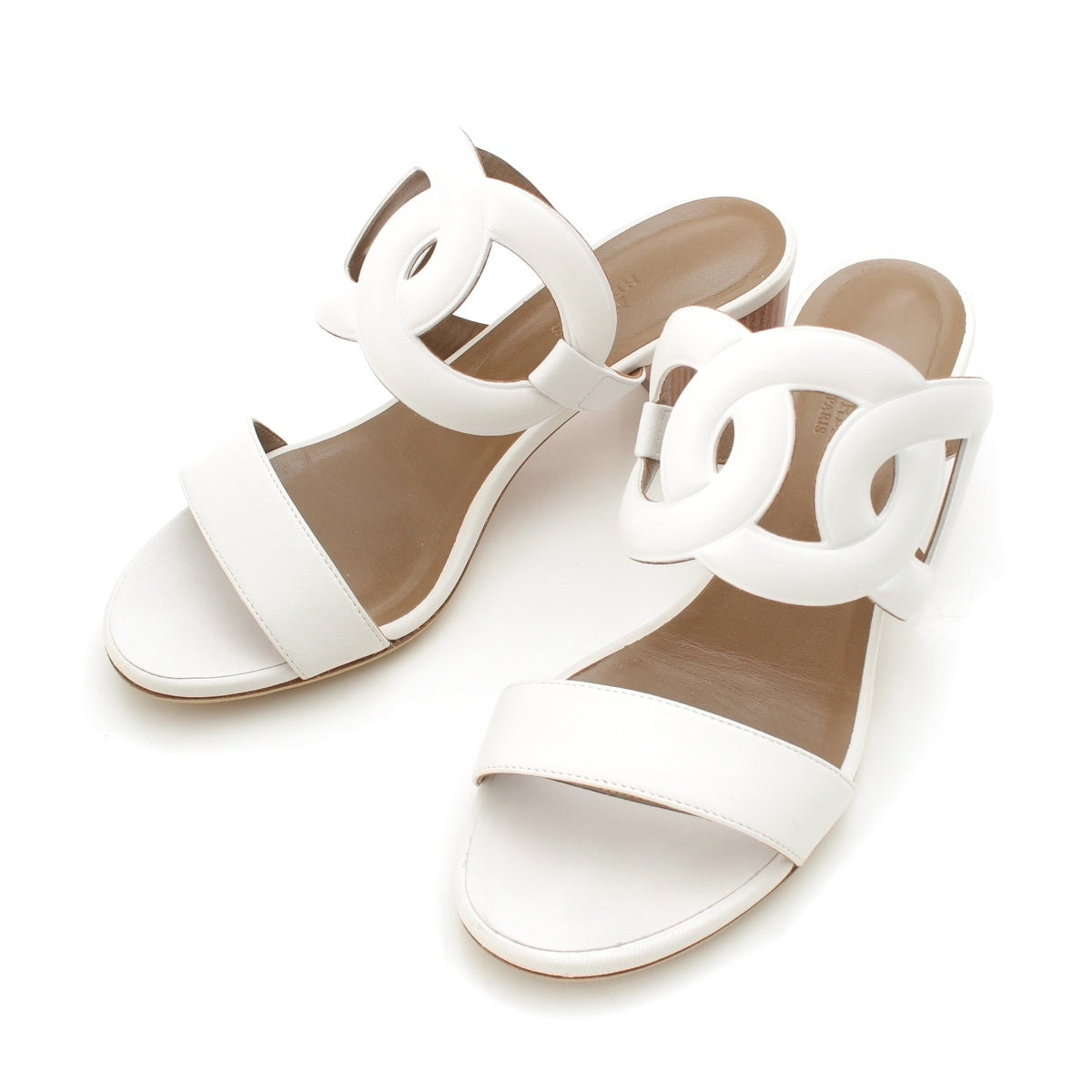 HERMES leather Chaine d'Ancre Bikini Sandals white 37