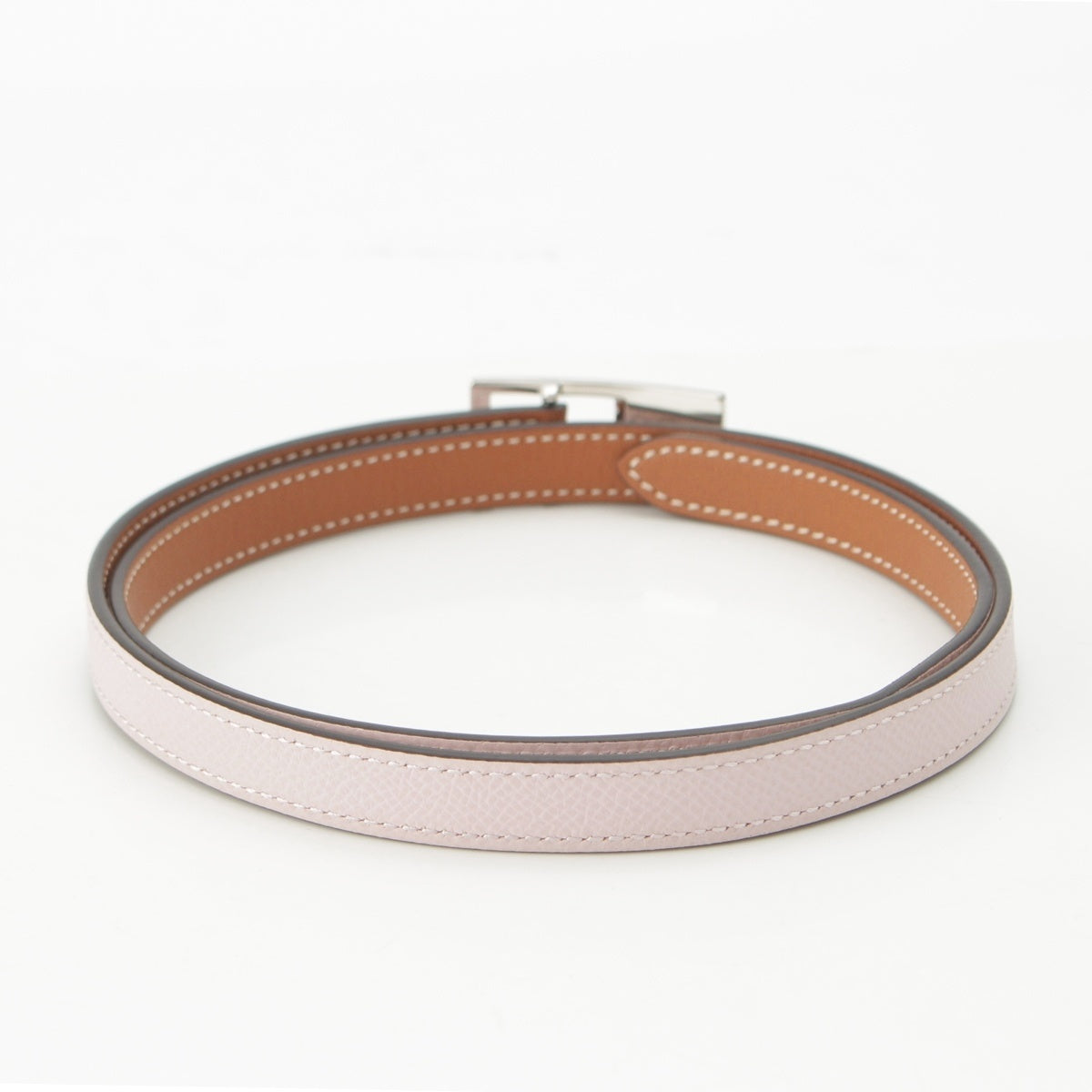 HERMES lucky 15 Epsomx Swift leather belt mauve pale x gold 75