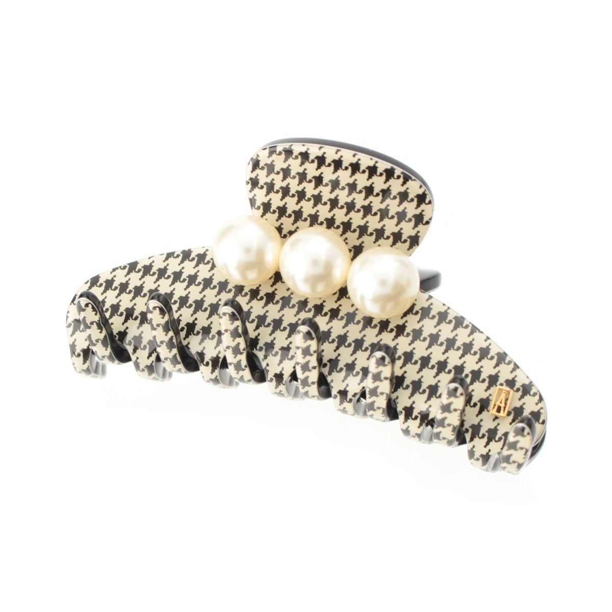 Alexandre de Paris Pearl houndstooth hair accessory hair accessory Black x white M