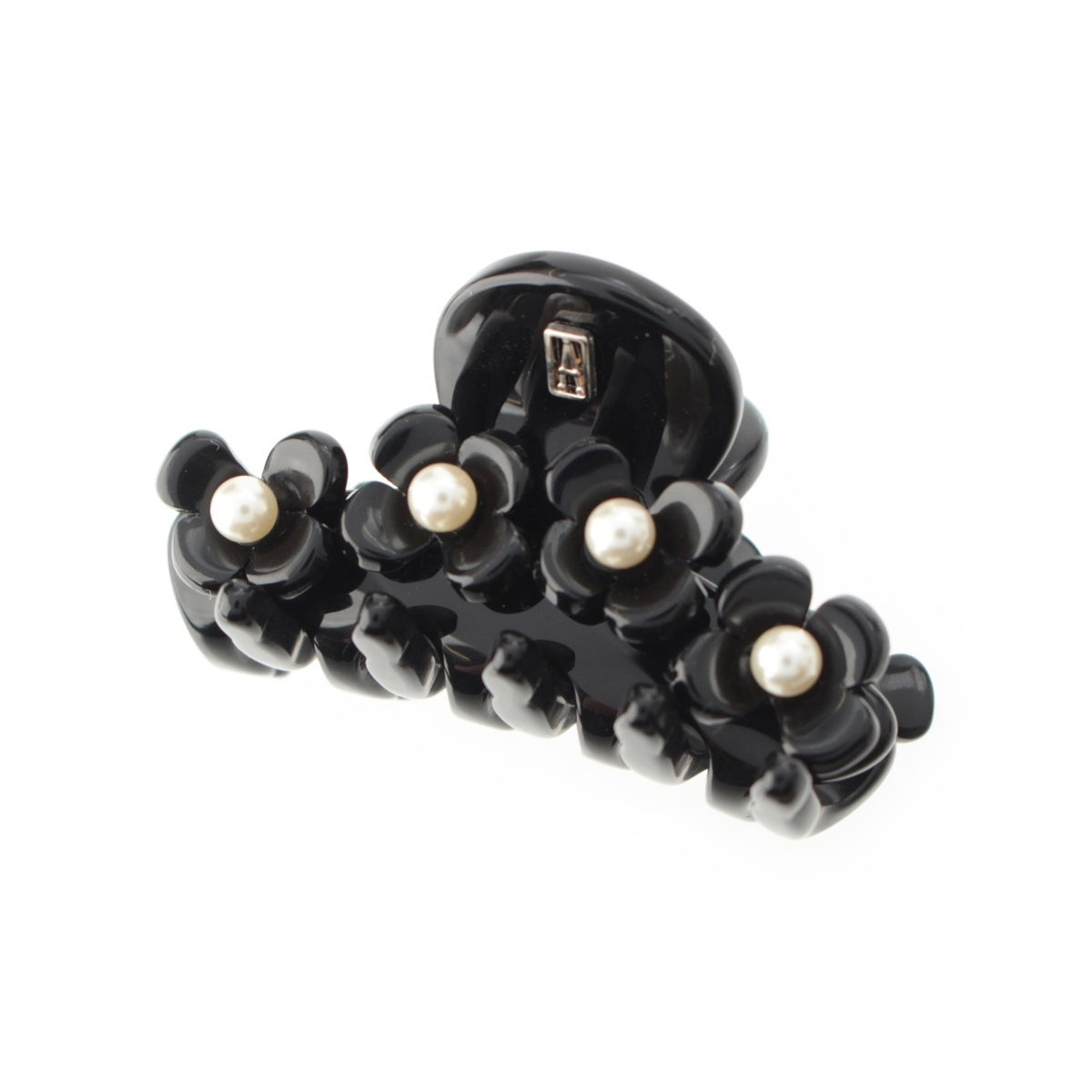 Alexandre de Paris Pearl Flower Motif Hair Clip hair accessory Black x white S