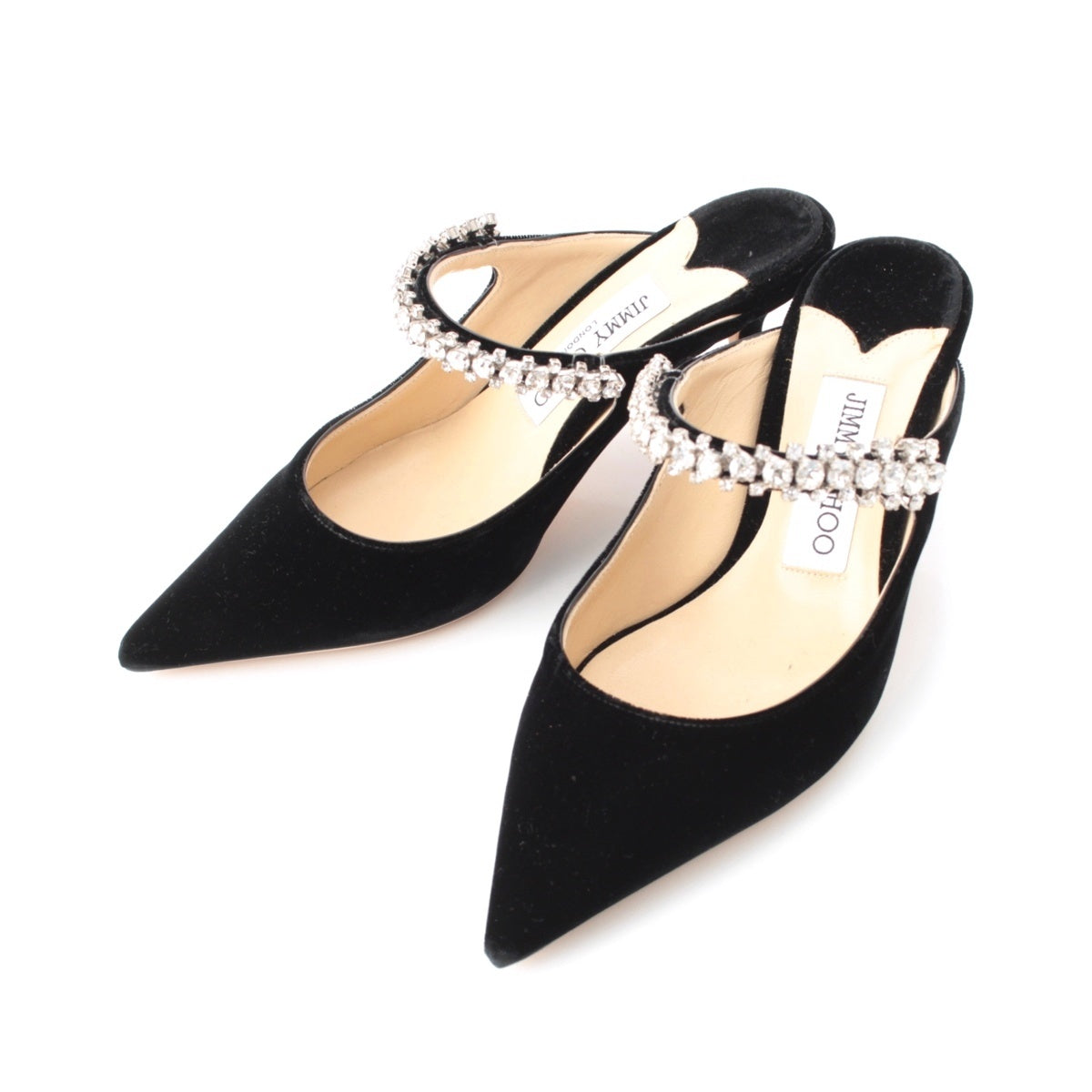 JIMMY CHOO Velor crystal heels pumps black 35