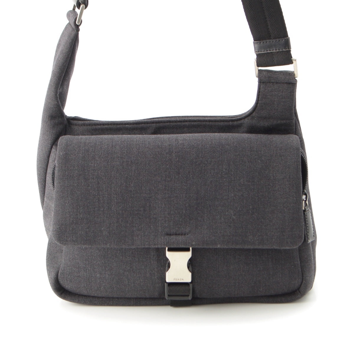 PRADA Wool leather Archive One Shoulder Bag Gray black