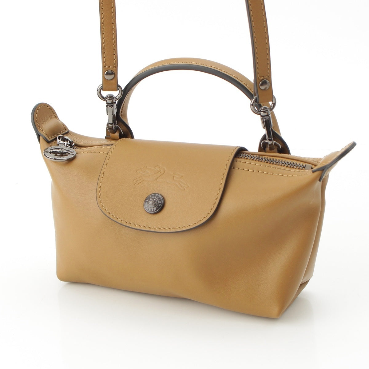 Longchamp Le Pliage® Extra XS leather 2way Shoulder Handbag Pouch 34205987004 Brown