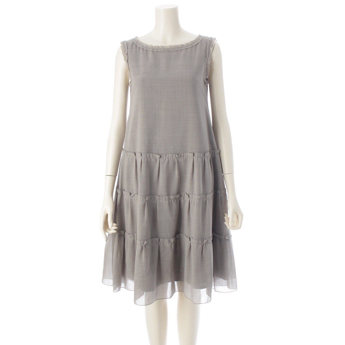 FOXEY Daisy Lin Dress Millefeuille polyester Sleeveless tiered one piece 06061 gray 38